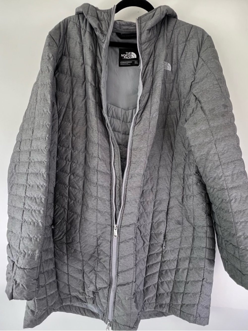 The North Face Women's Quilted Hooded Puffer Jacket - Gray XXL Gorpcore Winter